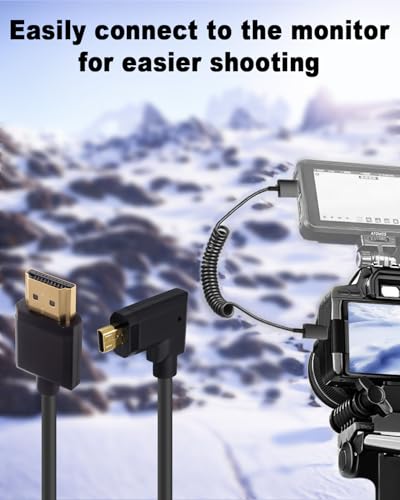 Image of Duttek Extreme Slim Micro HDMI to HDMI Coiled Cable, Right Angled HDMI to Micro HDMI Cable 4K@60Hz 18Gpbs for Camera Monitors, Capture Cards + More,1080P, 4K@60Hz, HD, 3D 1FT-4FT