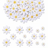 60 Stück Gänseblümchen Bügelflicken, Bügelpatch Erwachsene Bügelbilder für Textilien, Patches Zum Aufbügeln für Kleidung Taschen
