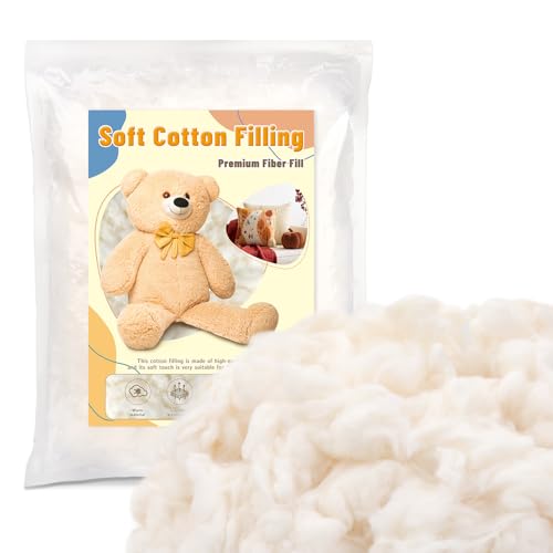 ZXIIXZ 200g/0.44lb Cotton Filling (7oz-4.4 lb) Natural Cotton Stuffing for Stuffed Crochet Animals Soft Premium Fiber Fill Cotton Batting for Pillow Stuffing Cushions DIY Stuffing Home Crafts