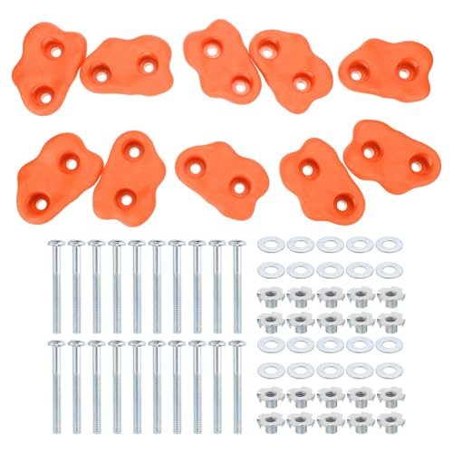 Prises d'escalade PATIKIL | Lot de 10 petites poignées orange rouge pour mur de jeu