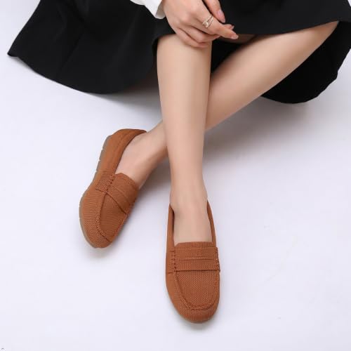 Image of Cvistpieo Loafers for Women Comfortable Dressy Casual Work Flats Lightweight & Breathable Slip On Walking Shoes Knit