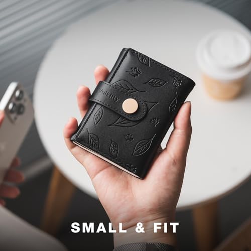 Small Wallet for Women, Trifold Leather Cute Womens Wallet with ID Window, RFID Blocking Security Ladies Wallet, Ultra Slim Compact Card Holder, Stylish Thin Women's Wallet, Black3
