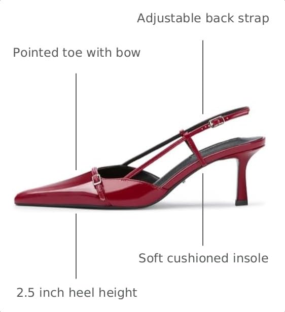 Image of MAVMAX Slingback Heels for Women Kitten Heels with Bow Pointed Close Toe Pumps Dress Party Heeled Sexy Wedding Shoes