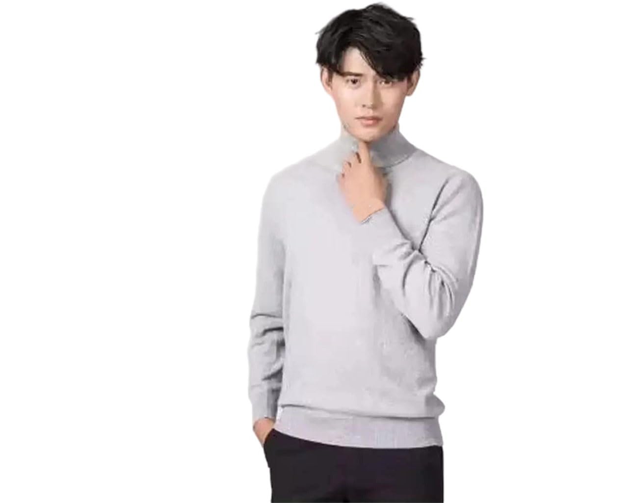 Suéter de cuello alto para hombre, cálido, ajustado, manga larga, ajuste delgado, casual, grueso