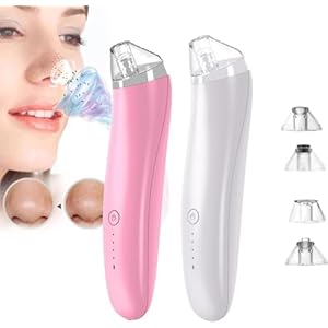 BHMVASE Blackhead Remover Pore Vacuum, Upgraded Facial Pore Cleaner,Electric Acne Comedone Whitehead Extractor Tool with 3 Modes and 4 Suction Heads,Blackhead Vacuum Kit(White)