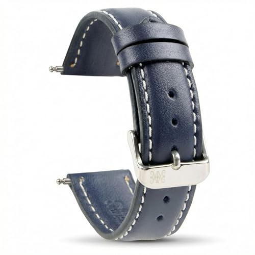 Bracelet de montre en cuir bleu foncé 22 mm idéal pour vos tenues habillées