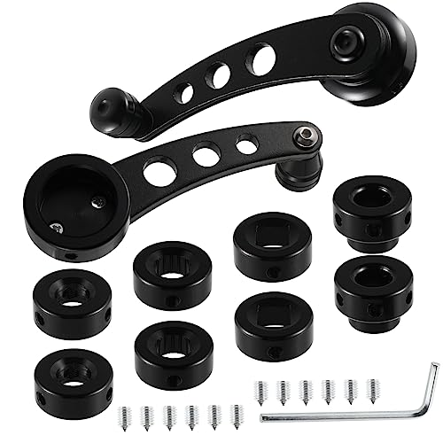 HAWILLOSCH Universal Car Window Handle Aluminum Winder Crank Rocker Set of 2 Replacement for Car Doors Includes Mounting Hardware