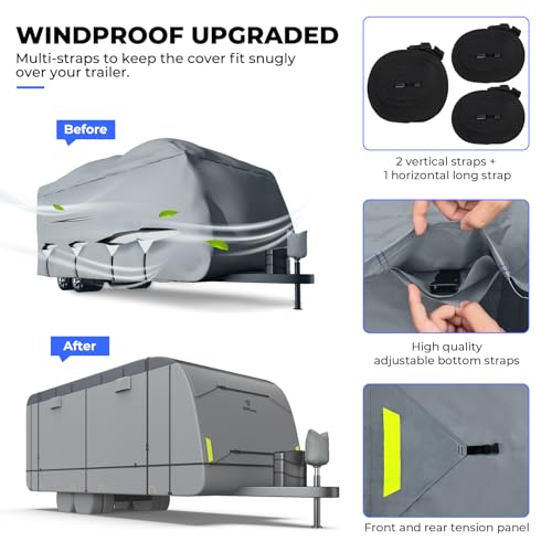 Rvmasking QT2815H-A08 600D Top Waterproof Rv Travel Trailer Cover thumb #1