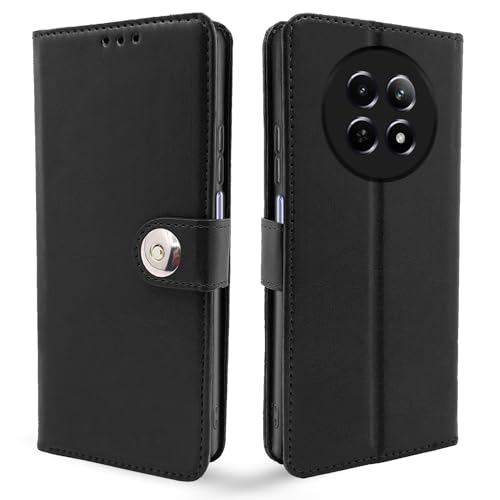 Image of Pikkme Flip Cover Leather Finish | Inside TPU with Card Pockets | Complete Protection Button Flip for Realme Narzo 70x 5G / N65 / Realme 13 /12 /12X 5G /C65 (Black)