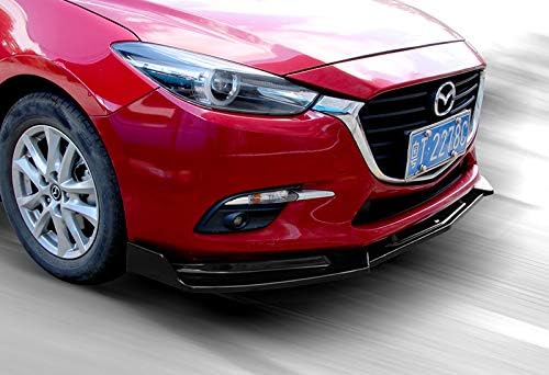 3PCS Front Bumper Lip Kit fit for compatible with 2014-2018 Mazda 3, Sport-Style Splitter Trim Protection Spoiler, Air-Dam-Chin-Diffuser (Unpainted Matt Black)