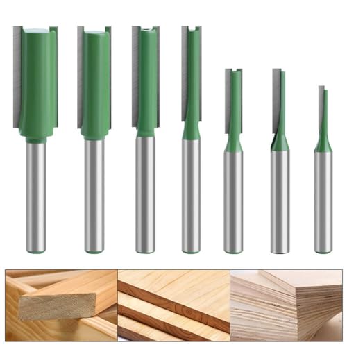 Hwtcjx 7 Stück Fräser für Oberfräse, Holz Nutfräser Set für Oberfräse, 6mm Schaft, Zweischneidig Gerade Fräser, Mehrere Größen Fräser Set für Holzbearbeitung für Holz Fräser Schneiden Nutfräsen