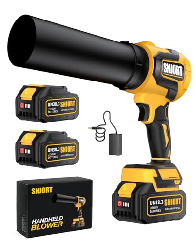 SNJORT Leaf Blower Cordless with Battery and Charger，980,000 RPM Brushless Motor with Handheld Design，Lightweight for Patio, Lawn, Yard, Deck Cleaning，Birthday Gifts for Men Dad Husband