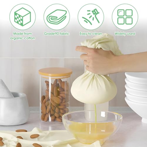 Hevtsde 12Pcs Cheese Cloths Natural Unbleached Cotton Cheesecloth 20 Inch Square Cheese Cloths Reusable Organic Cheesecloth Cotton Cloth Strainer for Coffee Brewing Juicing Straining Cheese Making