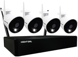 Night Owl Security Camera System, 10 Channel Wi-Fi NVR with 1TB Hard Drive, 4 Wi-Fi IP 1080p HD Spotlight Surveillance Bullet Cameras, 2-Way Audio Enabled Indoor Outdoor Cameras with Night Vision