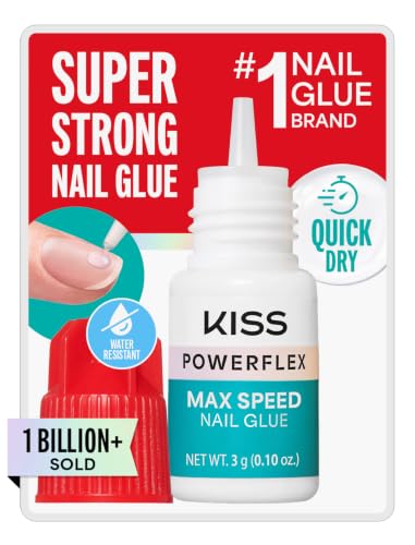 Kiss PowerFlex Nail Glue for Press Ons, Super Strong, Fast Drying Drop On | Fast-Drying, Long-Lasting Hold Nail Glue with Drop-On Application for Press Ons and Nail Tips. Travel-Friendly and Vegan.