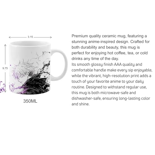 Image of Jujutsu Kaisen Ceramic Mug | Premium 11oz Anime Coffee Cup 350ML | Gojo vs Sukuna Artwork | Durable Heat-Resistant Gift Mug for Anime Lovers, Office, Home & Friends (Sukuna & Gojo)