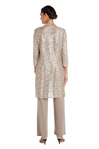 R&M Richards Womens Plus Sequined Lace Pant Suit3