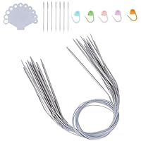 arricraft 12 Styles Rundstricknadel Set Aus Metall 23cm Lange Runde Stricknadeln Mit Einfädelbrett Nadeln Und Maschenmarkiererhalter Zum Stricken von Socken Pullovern Und Mützen Für Anfänger