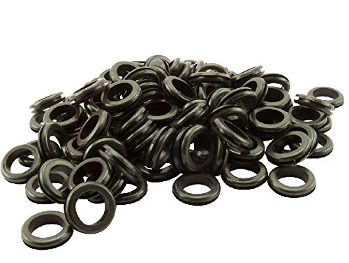 K M Electronics® 100 X 20MM Open Black Rubber Metal Back Box Cable Wiring Grommets
