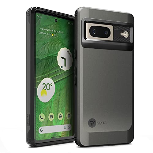 VENA Outcross Slim Profile Cover Designed for Google Pixel 7 Case (2022), Dual Layer (Military Grade Drop Protection) Hybrid TPU Protection Phone Case - Graphite Gray/Black