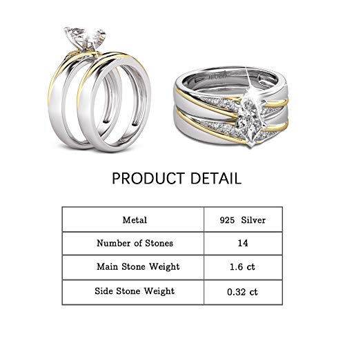 Jeulia Wedding Rings Engagement Rings for Women Anniversary Promise Ring Bridal Sets 925 Sterling Silver with 1.6 ct Primary Stone+ 0.32 ct Side Stone2