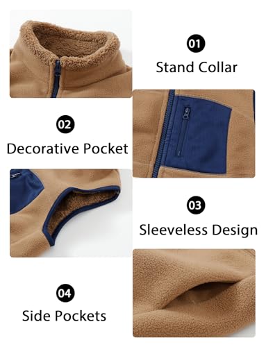 Happy Cherry Toddler/Kid Boys Girls Colorblock Polar Fleece Vest Warm Sleeveless Jacket for Winter Fall 4-14Y4