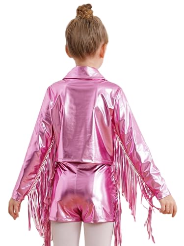 Aislor Kids Girls Tassel Sequin Long Sleeve Bomber Jacket Hip Hop Jazz Dance Coat Party Performance Outerwear Dancewear2