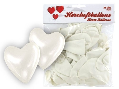 Lot de 50 ballons en forme de cœur - Circonférence : env. 64 cm - Pour mariage, fête, Saint-Valentin, amour, anniversaire, festivals, décoration (blancs)
