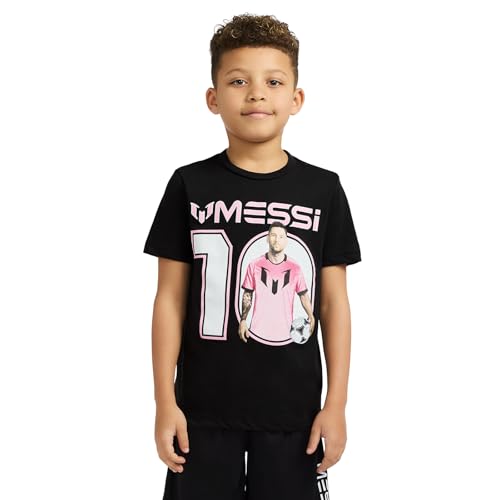 Image of Messi Boys' Lifestyle Short Sleeve T-Shirt, Slim-fit Graphic Tee, Cotton Blend Fabric