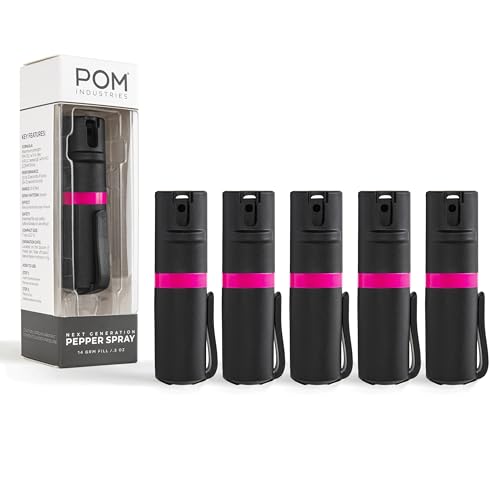 POM Pepper Spray Pocket Clip, Quick Flip Top Safety, Maximum Strength OC Formula with UV Marking Dye, Safe Compact and Tactical Design for Everyday Carry, 25 Bursts, 10 ft Range, 0.5 fl oz