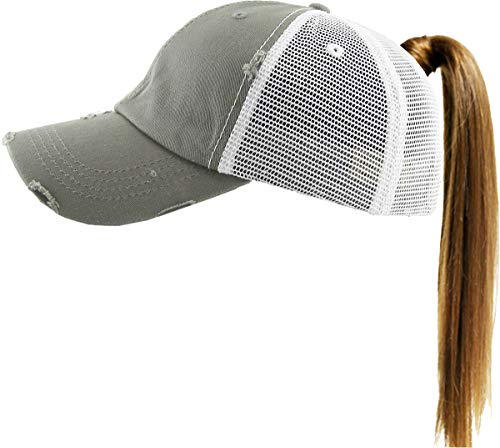 Image of Classic Plain Ponytail Messy High Bun Headwear Adjustable Cotton Trucker Mesh Glitter Hat Baseball Cap