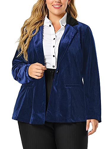Image of Agnes Orinda Plus Size Velvet Blazers Jackets for Women Casual Lapel Suit Office Work Blazer | Soft Velvet Fabric, Notched Lapel, Button Closure, Vintage Party Style, Long Sleeve Casual Blazer Jacket