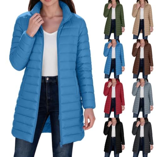 fartey Womens Winter Coats Long Quilted Puffer Jacket Zip Up Warm Outerwear - image 1