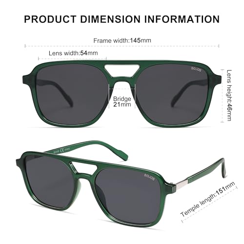 Image of SOJOS Retro Aviator Sunglasses for Women Men,Trendy Rectangle Womens Mens Shades Sun Glasses SJ2202