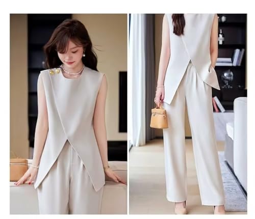 Womens Sleeveless Suit Vest and Wide Leg Pants Business Summer Casual Top Blazer Jacket Suit Sets for Women 2 Piece Outfits2