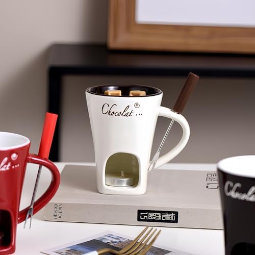 CREHNIL Chocolate Melting Mug Cheese Candy Mini Fondue Pot With Forks — view 7