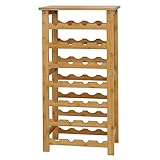 Peach Tree 28 Bottles Bamboo Wine 7-Tiers Free Standing Floor Rack Storage Shelves Cabinet Display S