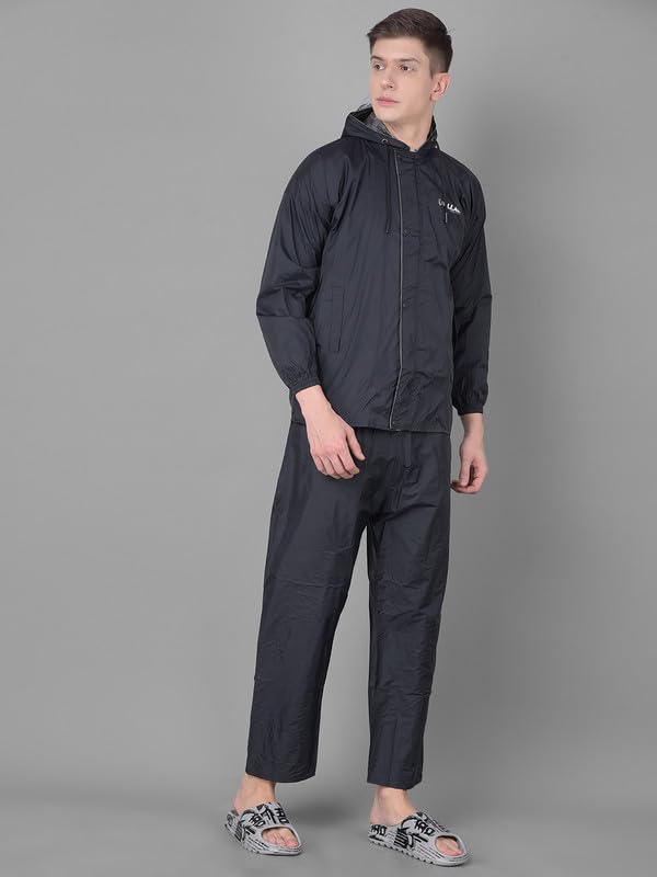 Image of Dollar Rainguard Men's PVC Full Sleeve Solid Reversible Raincoat Set with Adjustable Hood and Pocket