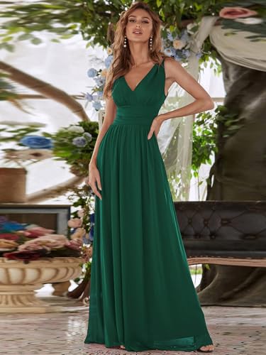 Image of Ever-Pretty Womens Bridesmaid Dress V-Neck Sleeveless A Line Chiffon Floor Length Formal Dress 09016
