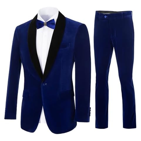 Royal Blue Men's Velvet Slim Fit Suit Cover