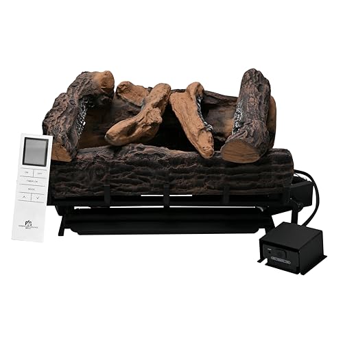 Americangaslogs 18-24 Inch Ventless Fireplace Logs Set with Remote Control, Only Used for Natural Gas,Heats up to 40000BTU (Natural Gas Fireplace Oak, 24Inch)