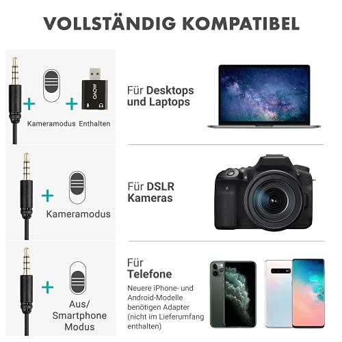 Movo Universal Lavalier-USB-Mikrofon für Computer mit USB-Adapter Kompatibel mit Laptop, Desktop, PC und Mac… – Bild 3
