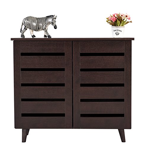 Image of DeckUp SC865512 2-Door Engineered Wood Shoe Rack (Dark Wenge, Matte Finish),