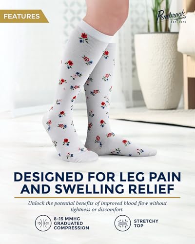 Image of Pembrook Bamboo Viscose Light Compression Socks - 3 Pairs | 8-15 mmhg Compression Socks | Knee High Comfort Support Socks