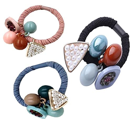 Rlanos Fancy Hair Bands For Girls Hair Ties For Women Pearls Rubber Bands, Antique Multi Color Floral Design Decoration Stones Latest Wedding Party Ponytail Holders (Pack Of 3) (B0BNDG6VT6) Amazon Price History, Amazon Price Tracker