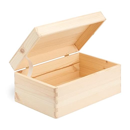 Caja de almacenamiento grande de madera de pino liso con tapa de madera maciza | 29,5 x 19,5 x 13,5 cm | Ideal para manualidades, decoupage, pirografía, cajas de recuerdos de recuerdos, cajas de