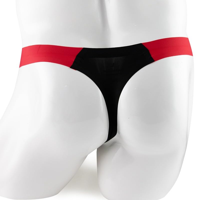 Men's Sexy Thong Ultra-Thin Low rise T-pants Breathable Color blocking U-shaped pouch Big pouch3