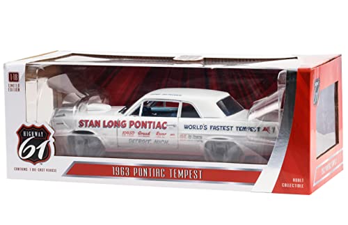 Modelo a escala 1:18 Pontiac Tempest 1963 blanco miniatura 3