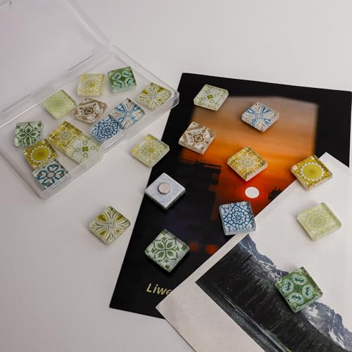 Set de 24 imanes decorativos de vidrio estilo vitral miniatura 4