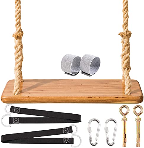 Wooden Swing Yangbaga Hanging Tree Swings, Wood Swings Seat 17.3†7.7†0.78†to Kids Children with Adjustable Hemp Rope Plus Tree Straps 47-103inch and 2 Carabiner Hooks-for Park or Home for Kids Wooden Swing Yangbaga Hanging Tree Swings, Wood Swings Seat 17.3†7.7†0.78†to Kids Children with Adjustable Hemp Rope Plus Tree Straps 47-103inch and 2 Carabiner Hooks-for Park or Home for Kids